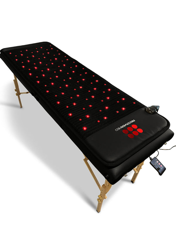 Grounding mat on a massage table.