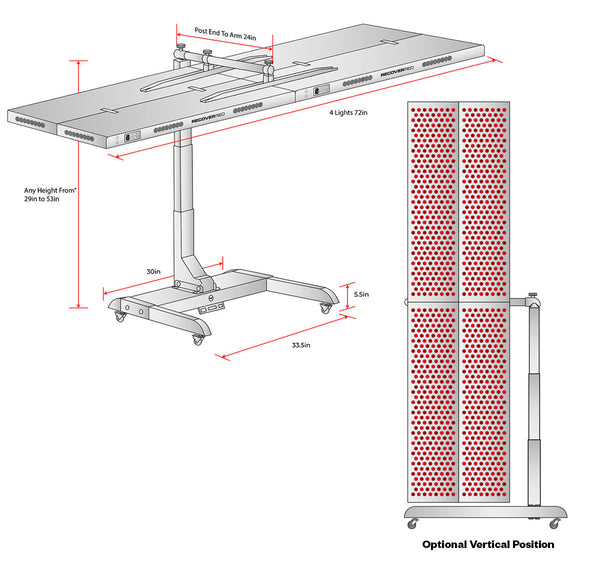 Dimensions of Max red light therapy bed.