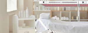 recovery red device in a wellness center with lotions and methylene blue.