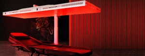 Phototherapy red light for home with massage table.
