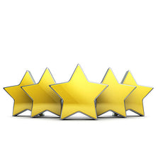 Five gold stars on a white background