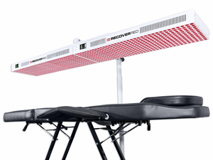 LED light therapy panel canopy with 'Recover Red' branding on a white background.