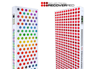 Two Red Light Therapy devices; multi spectrum vs. red & Infrared on a white background.