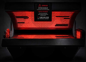 Non Branded red light system with error on screen demonstrating lack of customer support on other brands.