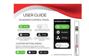 User guide for a on-board control panel with red, black, and green design elements.
